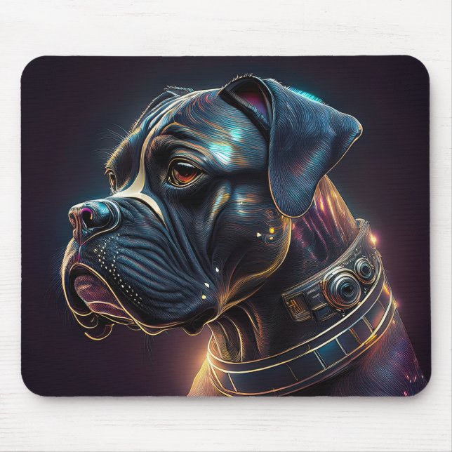 Tapis De Souris Chien Boxer Steampunk (Devant)