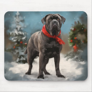 Tapis De Souris Chien Cane Corso dans la neige Noël 