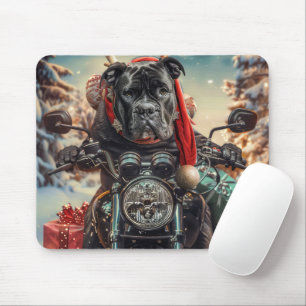 Tapis De Souris Chien Cane Corso en moto Noël 