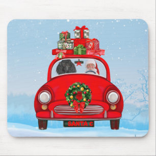 Tapis De Souris Chien Caniche Dans Voiture Avec Le Père Noël 