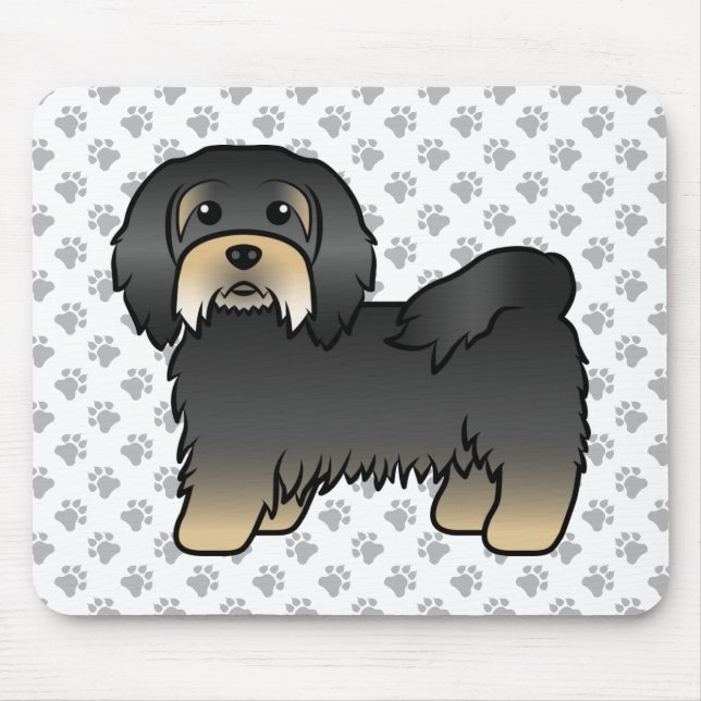 Tapis De Souris Chien Caricature Cute, Noir Et Tan Havanais (Devant)