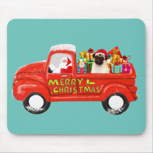 Tapis De Souris Chien carlin dans la livraison de Noël Camion