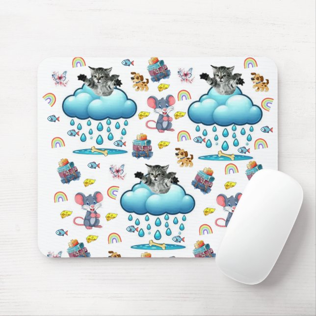 Tapis de souris Chien Chat Souris Arc-en-ciel From (Avec souris)