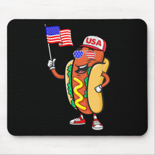 Tapis De Souris Chien Chaud Patriotique Drapeau Américain Usa Drôl
