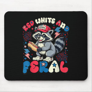Tapis De Souris Chien Chaud Raton Laveur Floral Rouge Blanc Et Amé