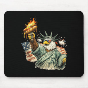 Tapis De Souris Chien Chaud Statue De La Liberté Aigle Patriotique
