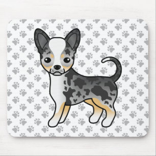 Tapis De Souris Chien Chihuahua à poil lisse Blue Merle et pattes