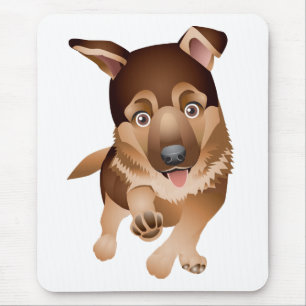 Tapis de souris Chien chiot Berger allemand Blanc