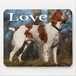 Tapis de souris Chien chiot Brittany Spaniel Amour