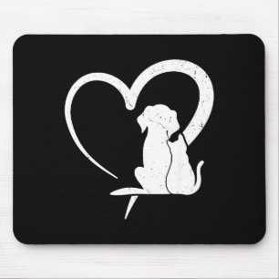 Tapis De Souris Chien Chiot Et Bébé Chat Cœur Pour Animaux De Comp