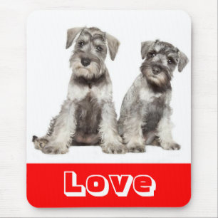 Tapis de souris Chien chiot Schnauzer nain Amour