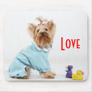 Tapis de souris Chien chiot Yorkshire Terrier Love