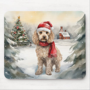 Tapis De Souris Chien Cockapoo dans la neige de Noël