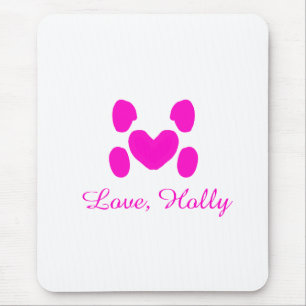 Tapis De Souris Chien coeur patte rose animal familier ajouter nom