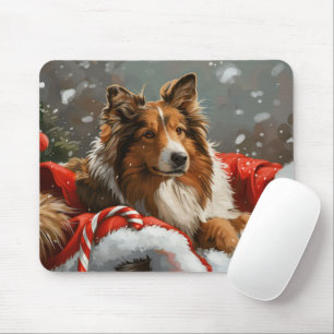 Tapis De Souris Chien Colley Rough Noël Fêtard