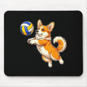Tapis De Souris Chien corgi mignon drôle jouant au volley-ball spo