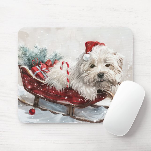 Tapis De Souris Chien Coton De Tulear Noël Festif (Avec souris)