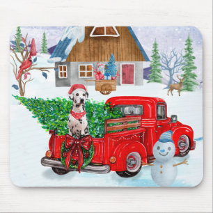 Tapis De Souris Chien dalmate en livraison de Noël Camion Neige