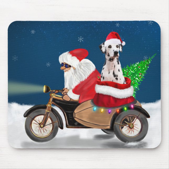 Tapis De Souris Chien dalmate Noël Père Noël (Devant)