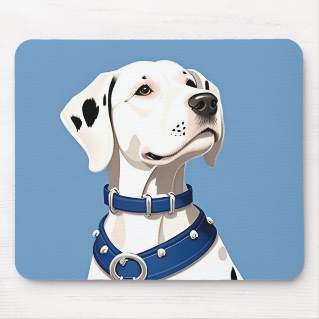 Tapis De Souris Chien Dalmatien Avec Collier Bleu (Devant)