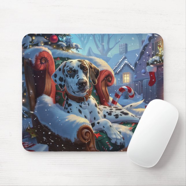 Tapis De Souris Chien Dalmatien Noël Festif (Avec souris)