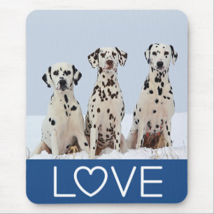 Tapis De Souris Chien dalmatien noir et blanc à pois Chien