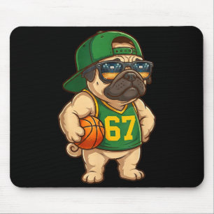Tapis De Souris Chien de basketball Pug 67 Argot Gen Alpha Srts Ho