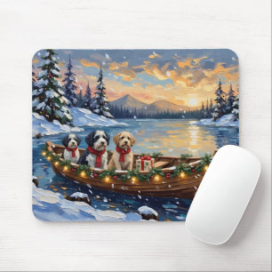 Tapis De Souris Chien de Berger Anglais Ancestral Noël Bateau Fête