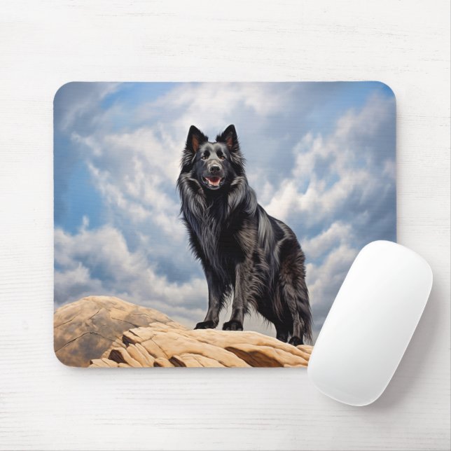 Tapis De Souris Chien de berger noir (Avec souris)