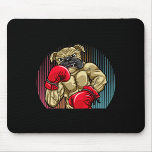 Tapis De Souris Chien de boxe portant des gants de boxe poids lour