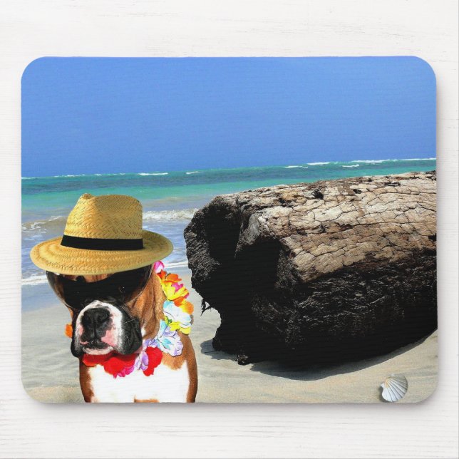 Tapis De Souris chien de boxeur sur le mousepad de plage (Devant)