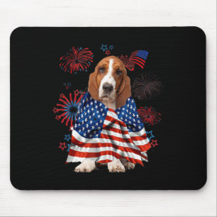 Tapis De Souris Chien de chasse Bet Drapeau américain Usa 4 juille