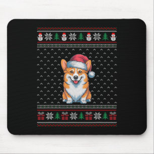 Tapis De Souris Chien de Corgi portant le chapeau du Père Noël Amo