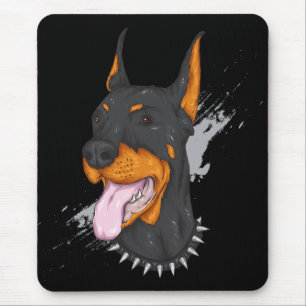 Tapis De Souris Chien de dessin animé amateur de musique Doberman 