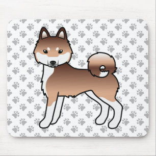 Tapis De Souris Chien de dessin animé mignon Klee Kai d'Alaska rou
