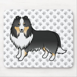 Tapis De Souris Chien de dessin animé Shetland aux pattes et trico