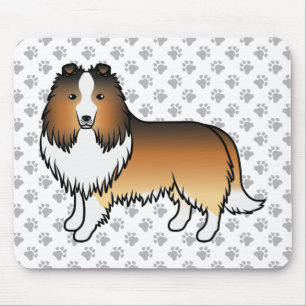 Tapis De Souris Chien de dessin animé Shetland Sable Sheltie & Pat
