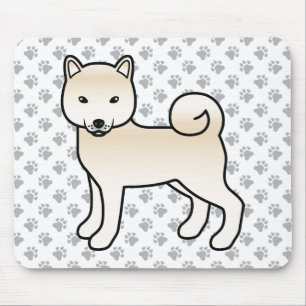 Tapis De Souris Chien de dessin animé Shiba Inu à crème & pattes