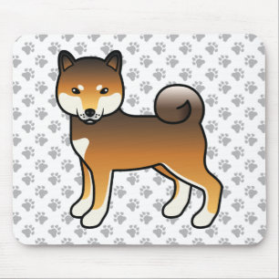 Tapis De Souris Chien de dessin animé Shiba Inu au sésame rouge et