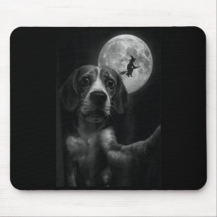 Tapis De Souris Chien de Halloween Sorcière Volante Selfie Beagle