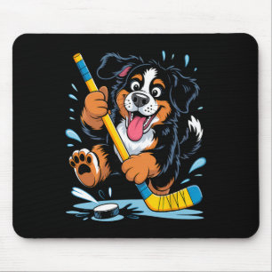 Tapis De Souris Chien de montagne bernois Fun Puppy de hockey sur