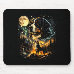 Tapis De Souris chien de montagne bernois hurle à la lune vintage