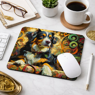Tapis De Souris Chien de montagne bernois Impressioniste coloré