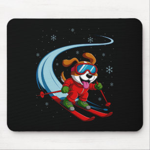 Tapis De Souris Chien de neige Chiot de ski Drôle Sports d'hiver S