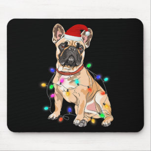 Tapis De Souris Chien de Noël Amoureux des chiens Français Lumière