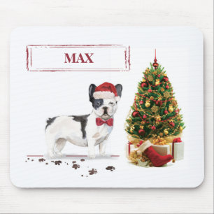 Tapis De Souris Chien de Noël Noir et Blanc