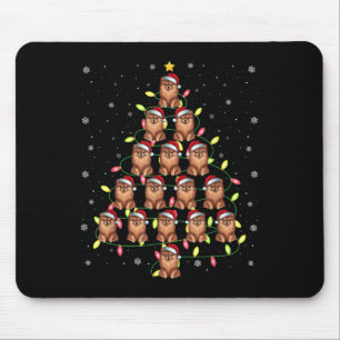 Tapis De Souris Chien de Poméranie Père Noël - Arbre de Noël - Lum