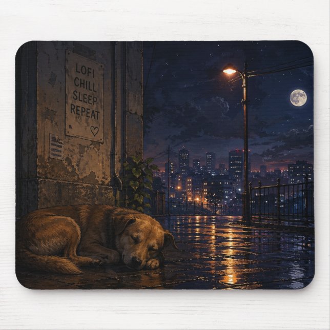 Tapis De Souris chien de rue endormi (Devant)