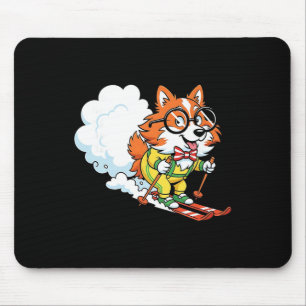 Tapis De Souris Chien de ski alpin corgi nerd noeud papillon Gles