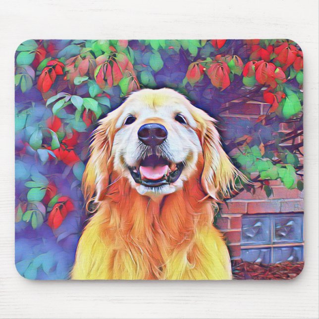 Tapis De Souris Chien de sourire de golden retriever dans des (Devant)